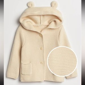 Gap Factory Baby Bear Garter Cardigan, French Vanilla Cream